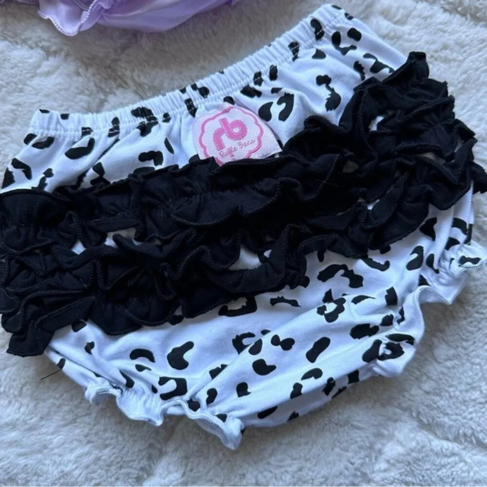 Ruffle Buns | Two pack Lilac Roses and Snow Leopard Diaper Covers | One Size